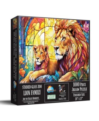 Stained Glass Zoo Lion Family 1000 piece Jigsaw Puzzle for Adults