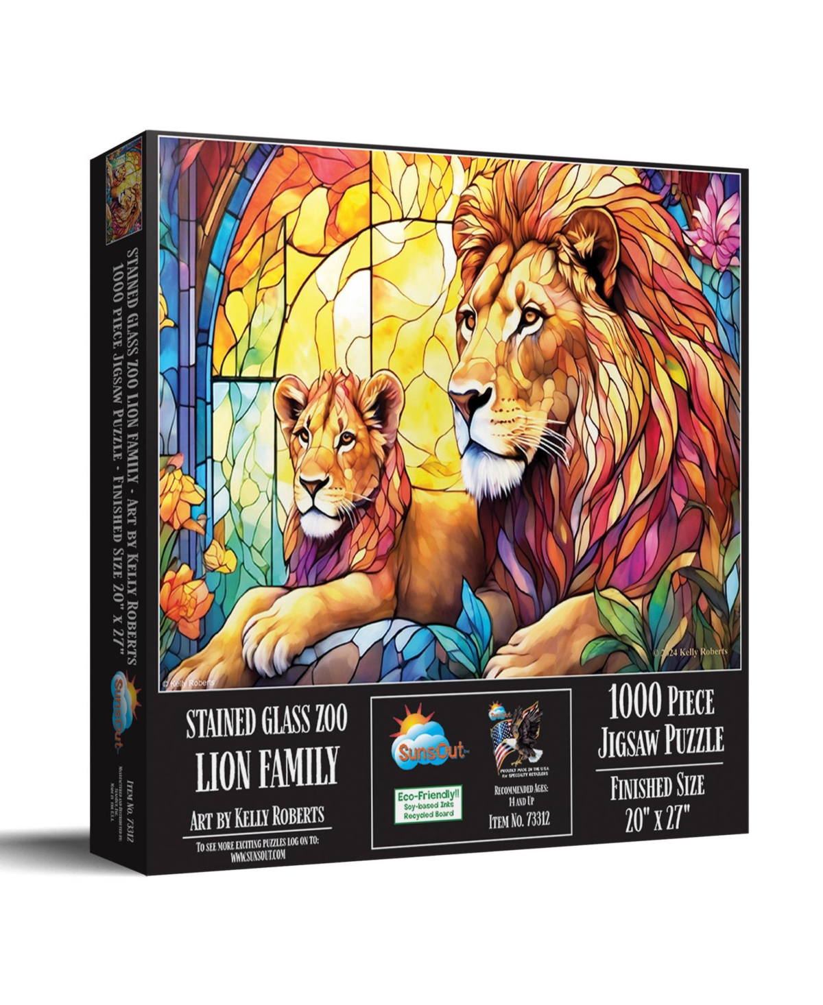 SunsOut Stained Glass Zoo Lion Family 1000 piece Jigsaw Puzzle for Adults