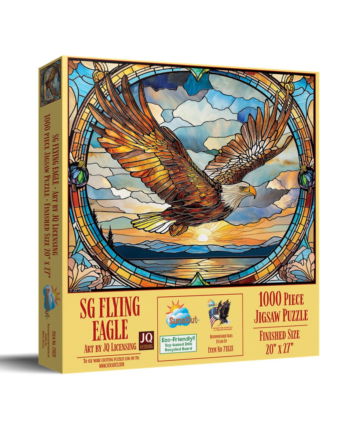 SunsOut Stained Glass Flying Eagle 1000 piece Jigsaw Puzzle for Adults