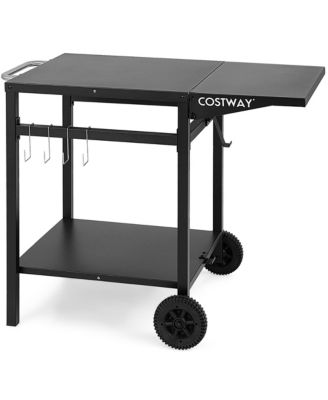 Double-Shelf Movable Dining Cart Table Multifunctional Kitchen Worktable Outdoor