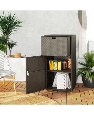 Outdoor Towel Rack for Pool with Drawer and Cabinet