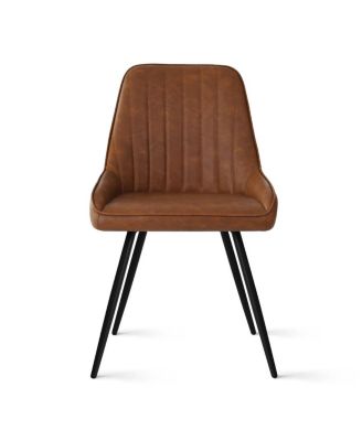 Modern 5-Piece Faux Leather Dining Set, Round Black Table with Metal Base and PU Chairs