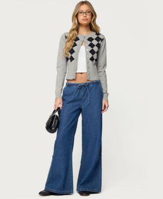 Women's Vicky Tie Waist Low Rise Baggy Jeans