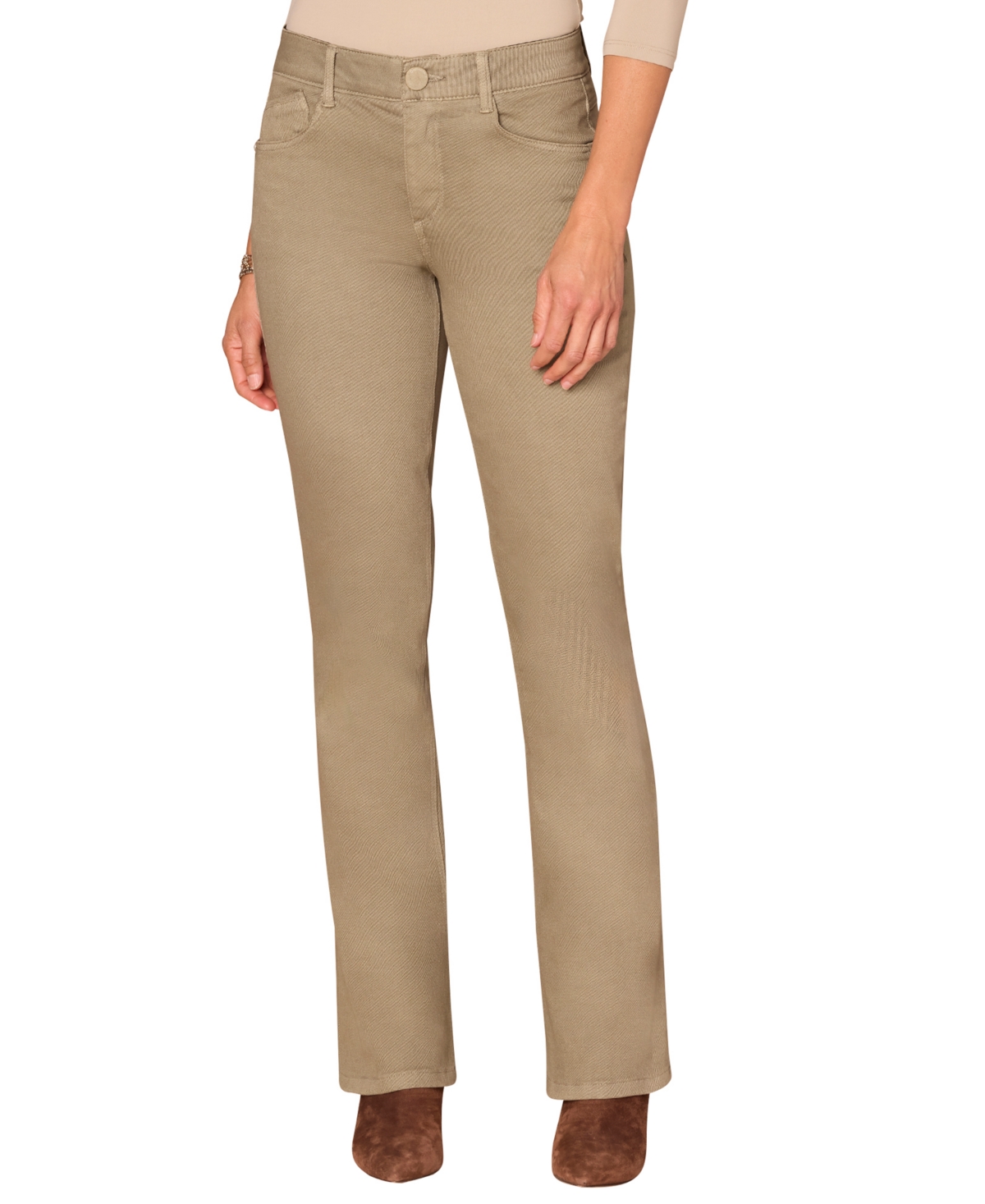 Democracy Petite Ab Solution Mid Rise Bootcut Pants In Brown