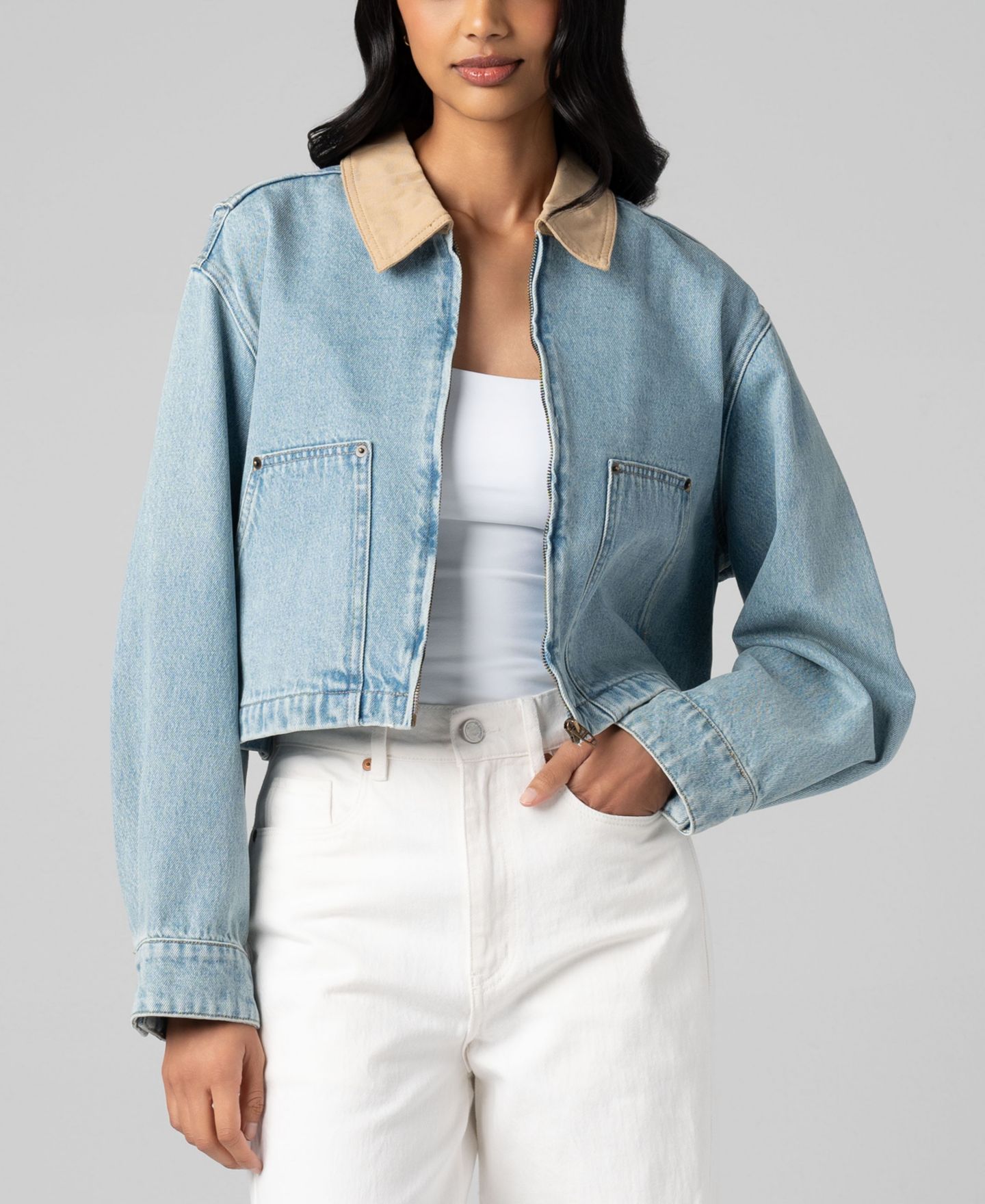 Женская куртка Blank NYC Crop Denim Zip Front Barn — фото 1