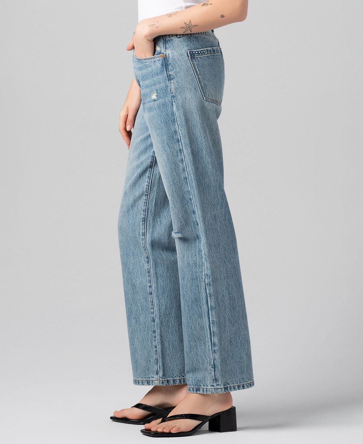 BLANK NYC Women's Five Pocket Classic Straight Leg Jeans view 3 — MAYCSS fashion products