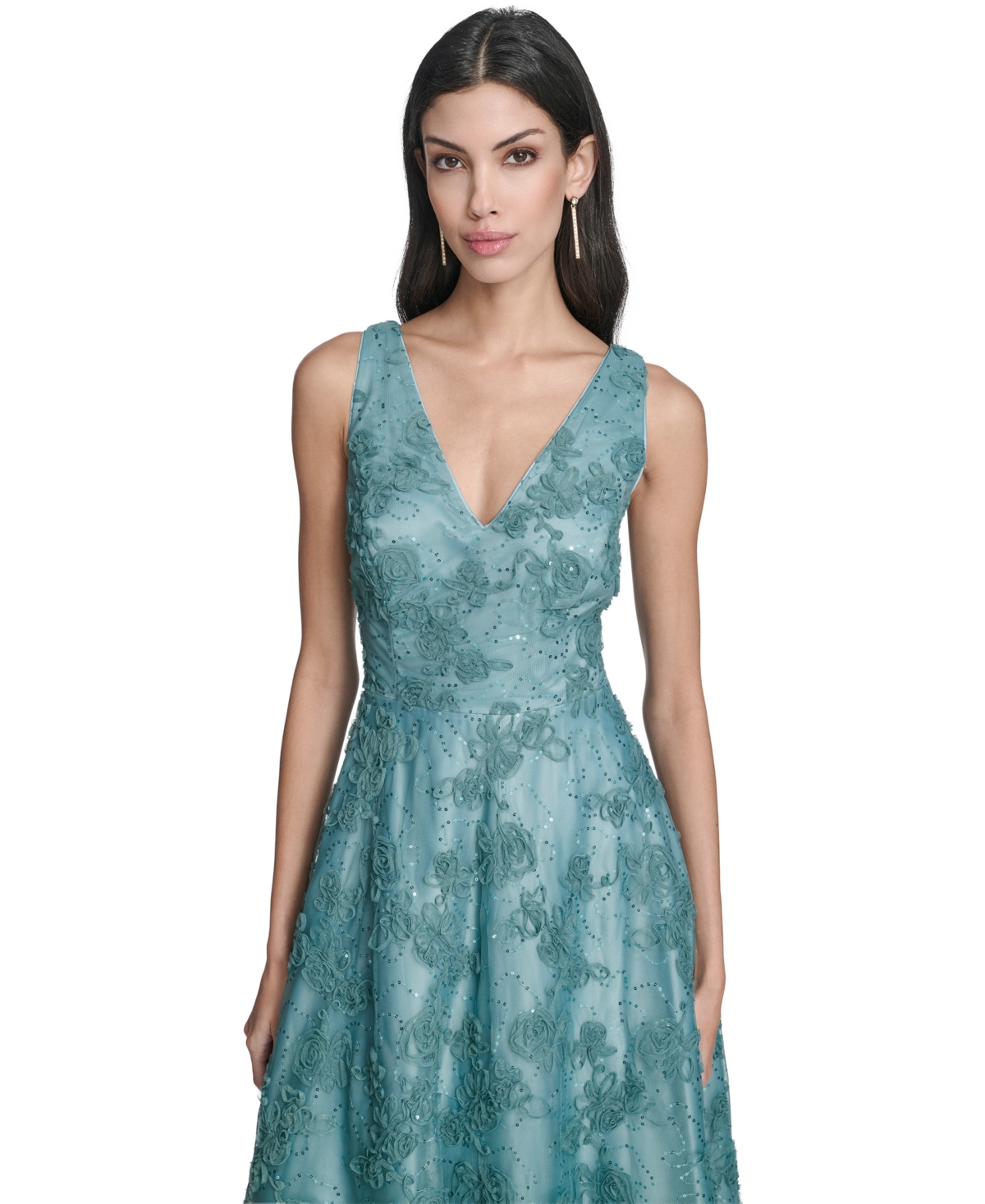 Eliza J Women's Sleeveless V-Neck Fit and Flare Midi Dress