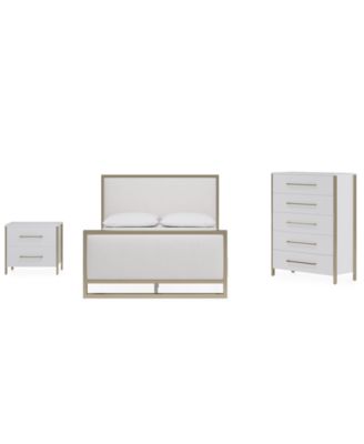 Furniture - Emila 3-Pc. Upholstered Queen Bedroom Set (Bed, 2-Drawer Nightstand, & Chest)