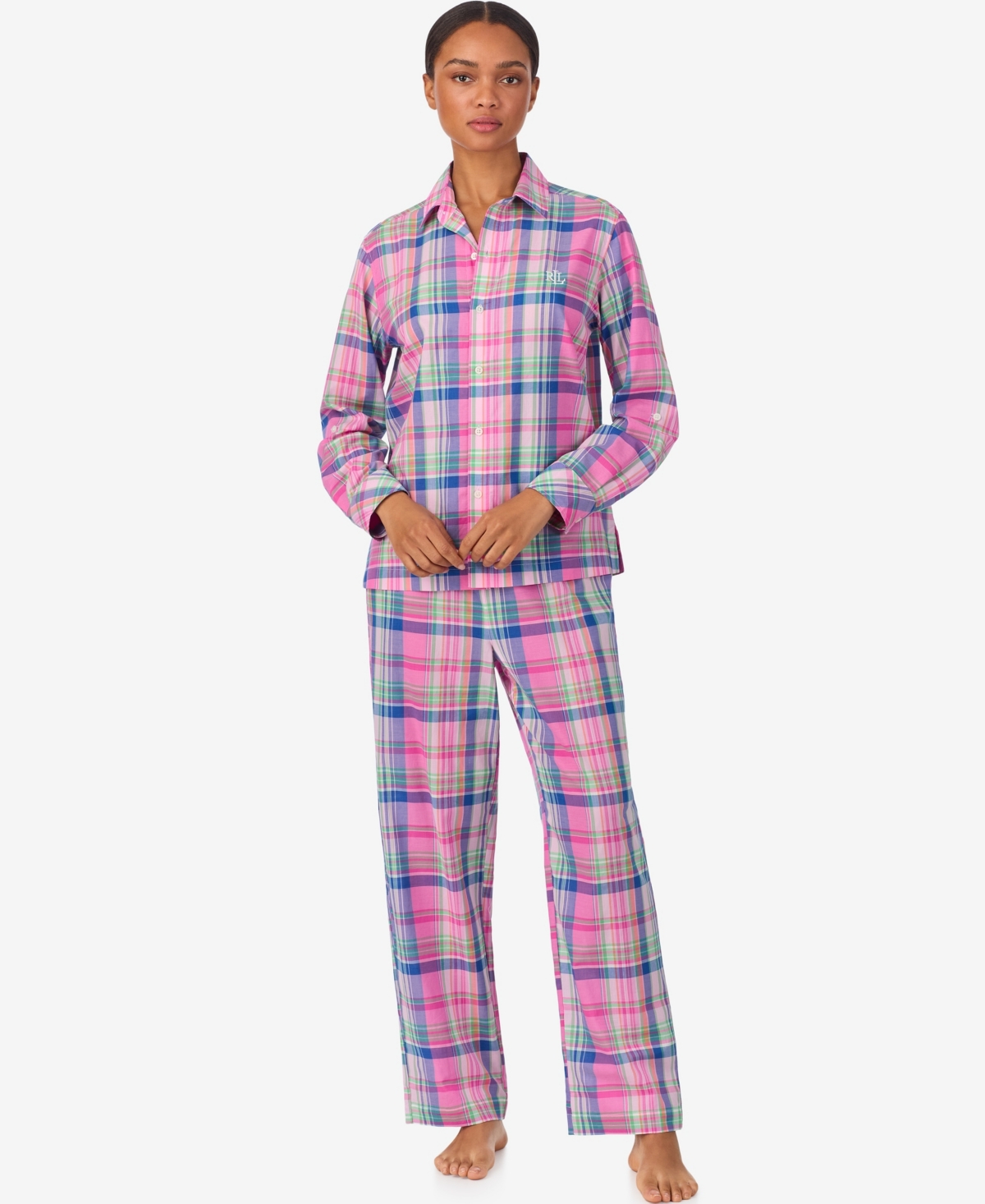 Ralph Lauren Women's Long Pajama Set In Pink