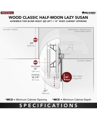 35" Lazy Susan Half-Moon Shaped 2-Shelf Turner, 4WLS882-35-570