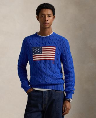 Polo Ralph Lauren Men's Cable-Knit Flag Sweater - Macy's