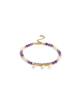 Retro Chic Poseidon Bracelet - Purple  white  gold