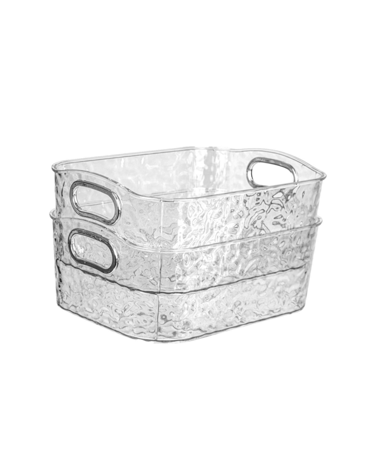 Trio Home Pack Clear Storage Bins with Silver Handles, Container Bins for Organizing - Bathroom, Kitchen, Pantry, Closet