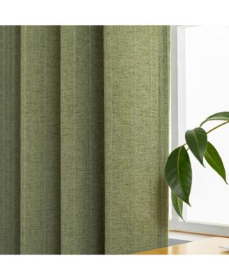 Linen Blend Solid Striped Room Darkening Curtains Pair, 52"Wx 96"L