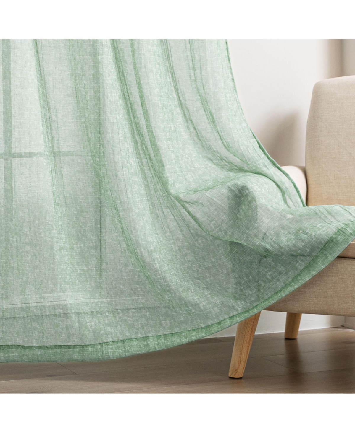 Awesome Home Crinkle Textured Semi-Sheer Rod Pocket Curtains Pair