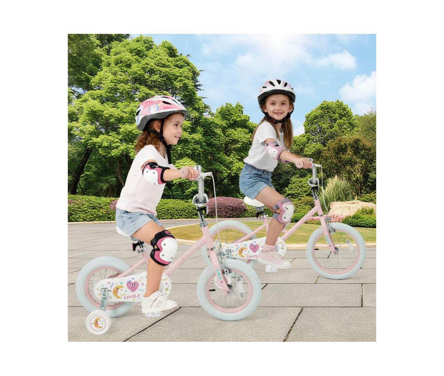 Детская игрушка HONGGE Inch Kids Bike with Adjustable Training Wheels, цвет: Розовый — фото 4