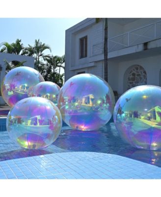 39" Inflatable Mirror Ball Giant Iridescent Large Disco Balloon Decoration for Party Wedding Event Stage Decor