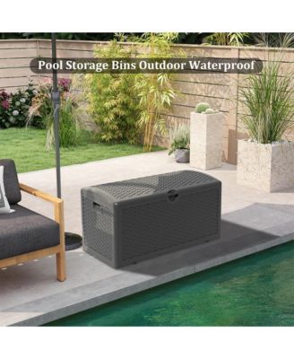 80 Gallon Large Outdoor Storage Box - Waterproof, Lockable and UV-Resistant Resin Deck Box for Patio, Pool, and Garden Tools.Black