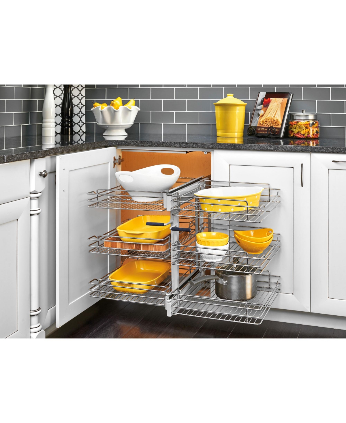Rev-a-Shelf Pullout Corner Cabinet Organizer w/ Soft-close Three-Tier, 5PSP3-15SC-cr