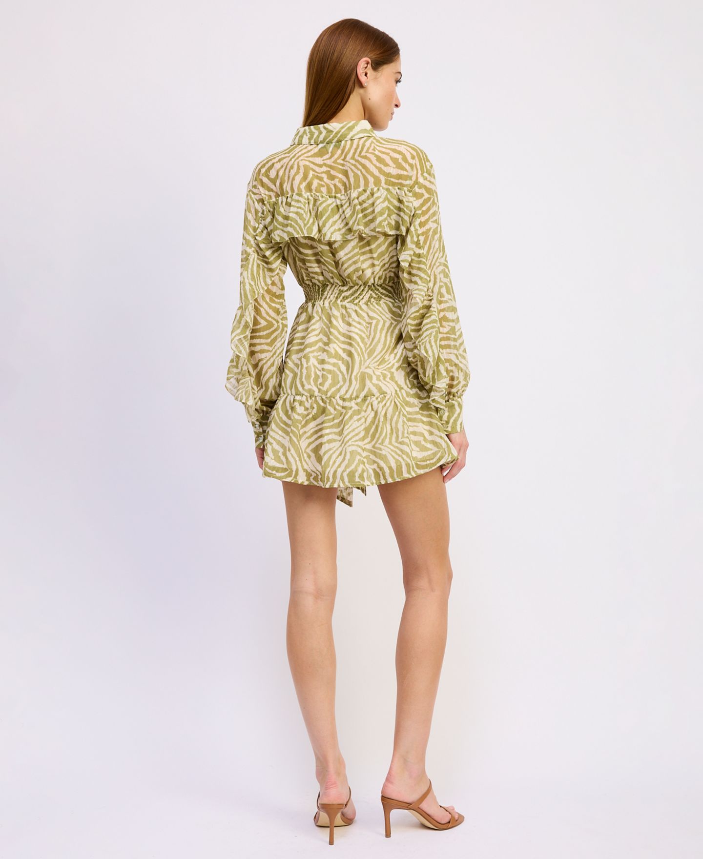 Женское платье En Saison Skylar Button Front Mini, цвет: Молочный белый шартрез — фото 4