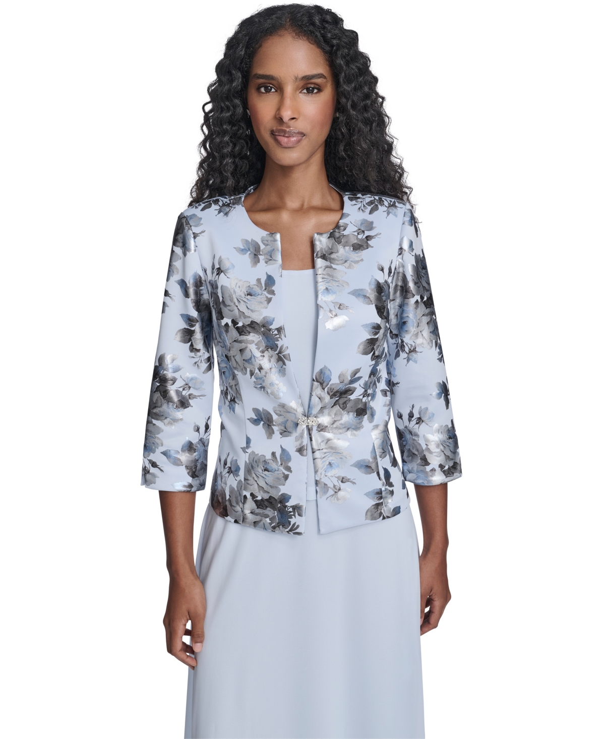 Jessica Howard Petite 2-Pc. Printed Jacket & Midi Dress Set