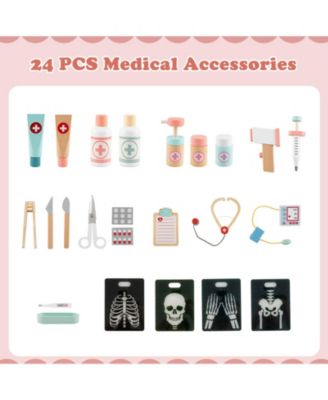 Wooden Doctor Playset with 24 Accessories and Storage