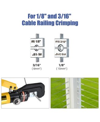 Hydraulic Wire Crimping Tool with Cable Cutter for Battery Cable Lug Terminal 1/8" to 3/16" Deck Railing Hardware