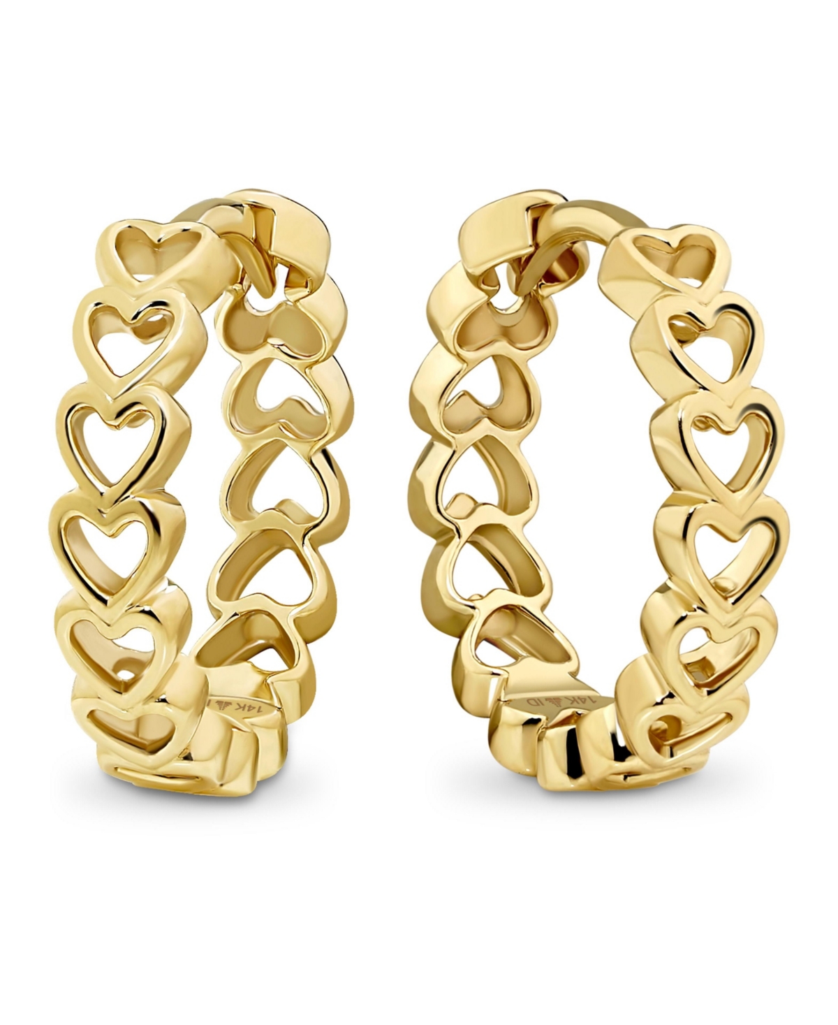 Devata Open Heart Hoop Earrings in 14K Gold, approx. 2.4 grams.