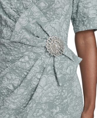 Women's V-Neck Bow Detail Faux Wrap Gown