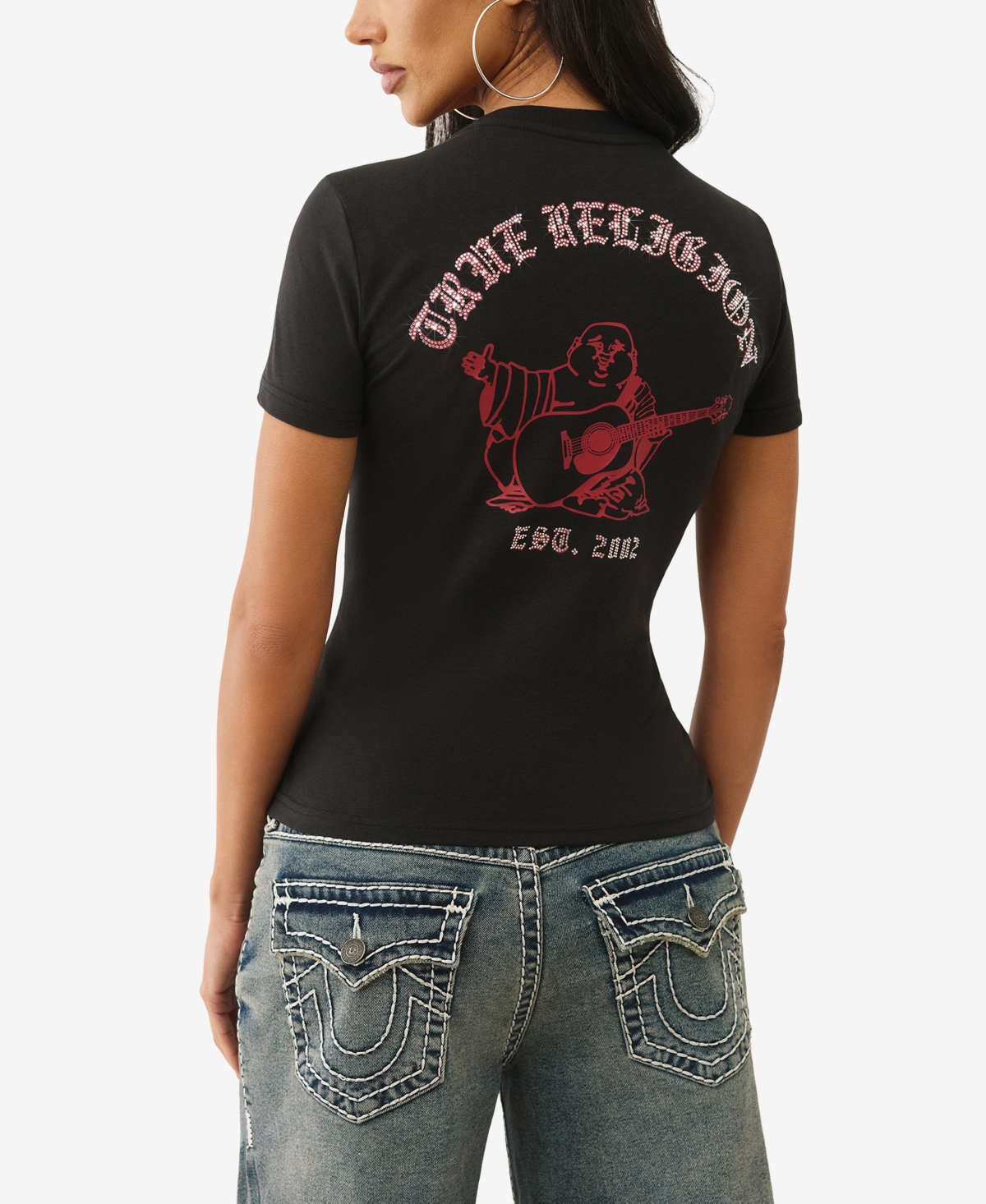 True Religion Women's Crystal Crew Neck T-Shirt