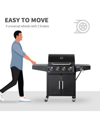 4 Burner Propane Gas Grill with Side Burner,