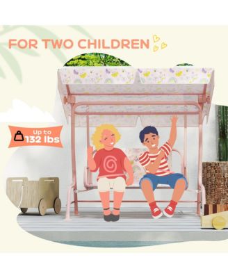 Kids Patio Swing, 2-Seater Outdoor Porch Swing Chair,