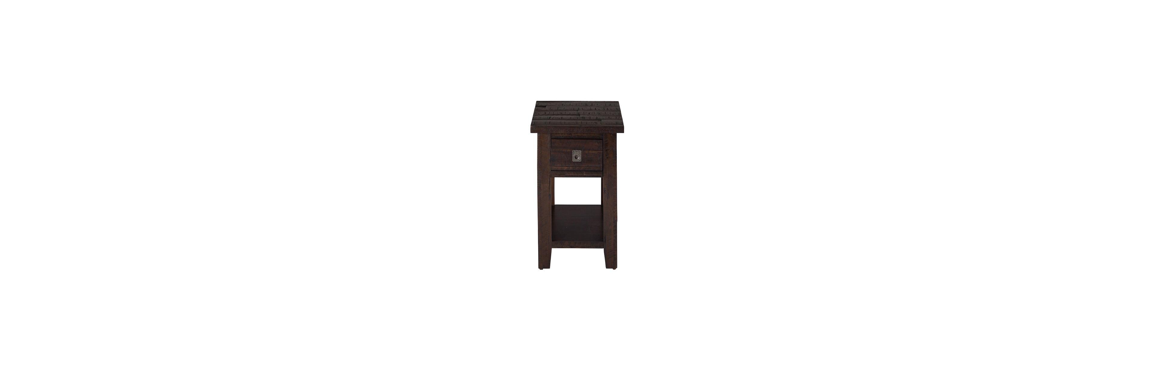 Kona Grove Distressed Rustic Solid Acacia Chairside End Table with Shelf