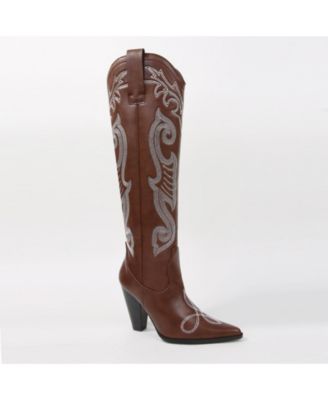 Ashley Embroidered Western Knee-High Boots