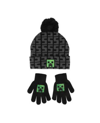 Boys SSSS Creeper Black 2-Piece Knit Beanie & Gloves Set