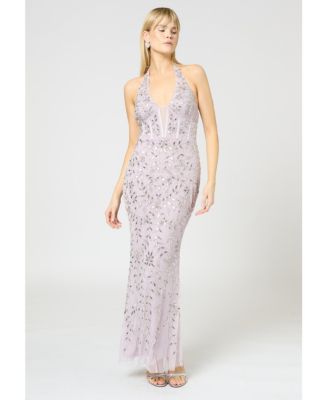Women's Embellished Sequin Beaded Maxi Corset Dress