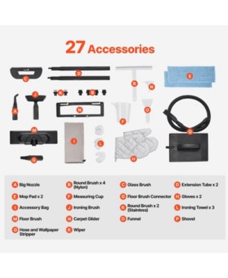 Steam Cleaner, Multipurpose Steamer with 27 Accessories, 51oz Tank & Long Cord, Portable Cleaning for Floors, Grout, Home & Car.