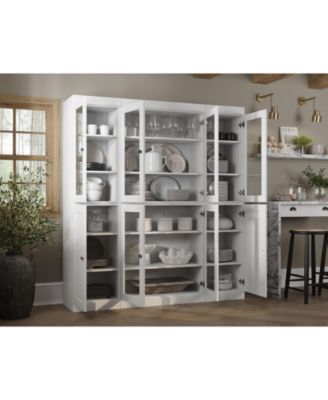 100% Solid Wood 65" Pantry China Cabinet with Clear Glass, Shaker Doors & Adjustable Shelves