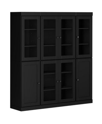 100% Solid Wood Pantry Cabinet, Shaker Doors, 2 Drawers, Adjustable Shelves, 65" Wide, 71.5" Tall