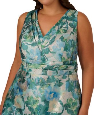 Plus Size Floral Jacquard Midi Dress