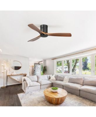 52-inch Modern Black 3-Blade Ceiling Fan with Remote Control and Supporting Mobile Device Connection