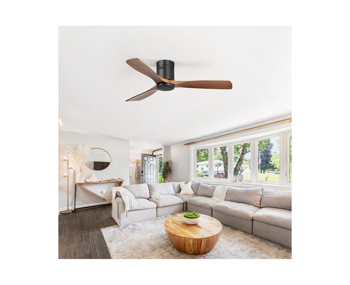 Sofucor 52-inch Modern Black 3-Blade Ceiling Fan with Remote Control and Supporting Mobile Device Connection
