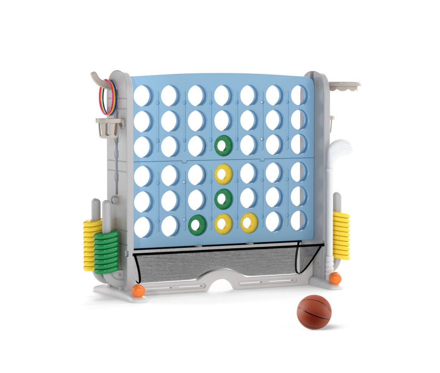 Детские игрушки HONGGE Jumbo 4 to Score 4-in-1 Game Set with Adjustable Height, Ages 3+, цвет: Синий — фото 1