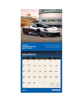 Motor Club Supercars | 2026 12 x 24 Inch (Hanging) Monthly Square Wall Calendar | Plastic-Free
