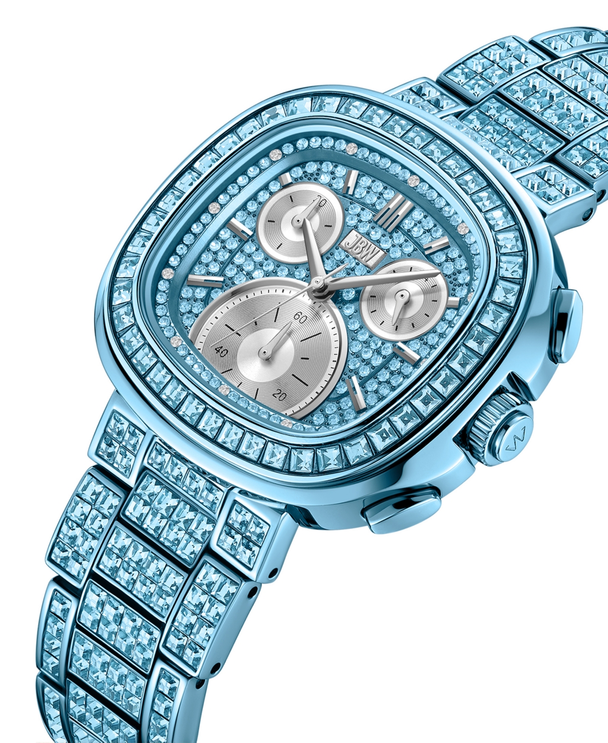 Jbw Women's Reserve Coast Crystal Diamond (0.06 ct. t.w.) Japan Chronograph Aquamarine Stainless Steel Watch, 39mm