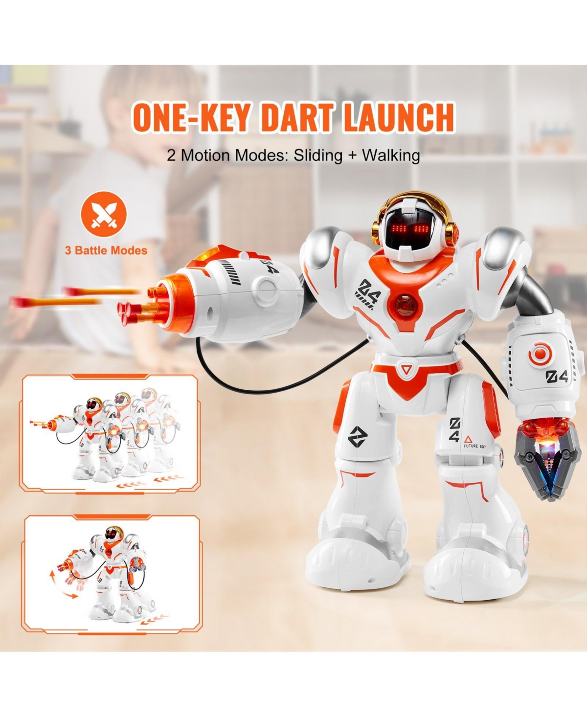 Mecale Rc Robot Toy for Kids, Programmable Remote Control Battle Robot with Bullets, Interactive Walking & Dancing Smart Robot for Boys Girls