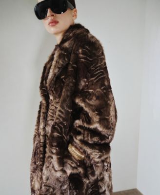 Women's Textured Faux-Fur Coat