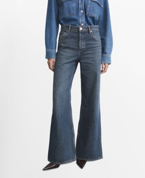 Женские джинсы Mango High-Waisted Wide leg, цвет: Тёмный синий