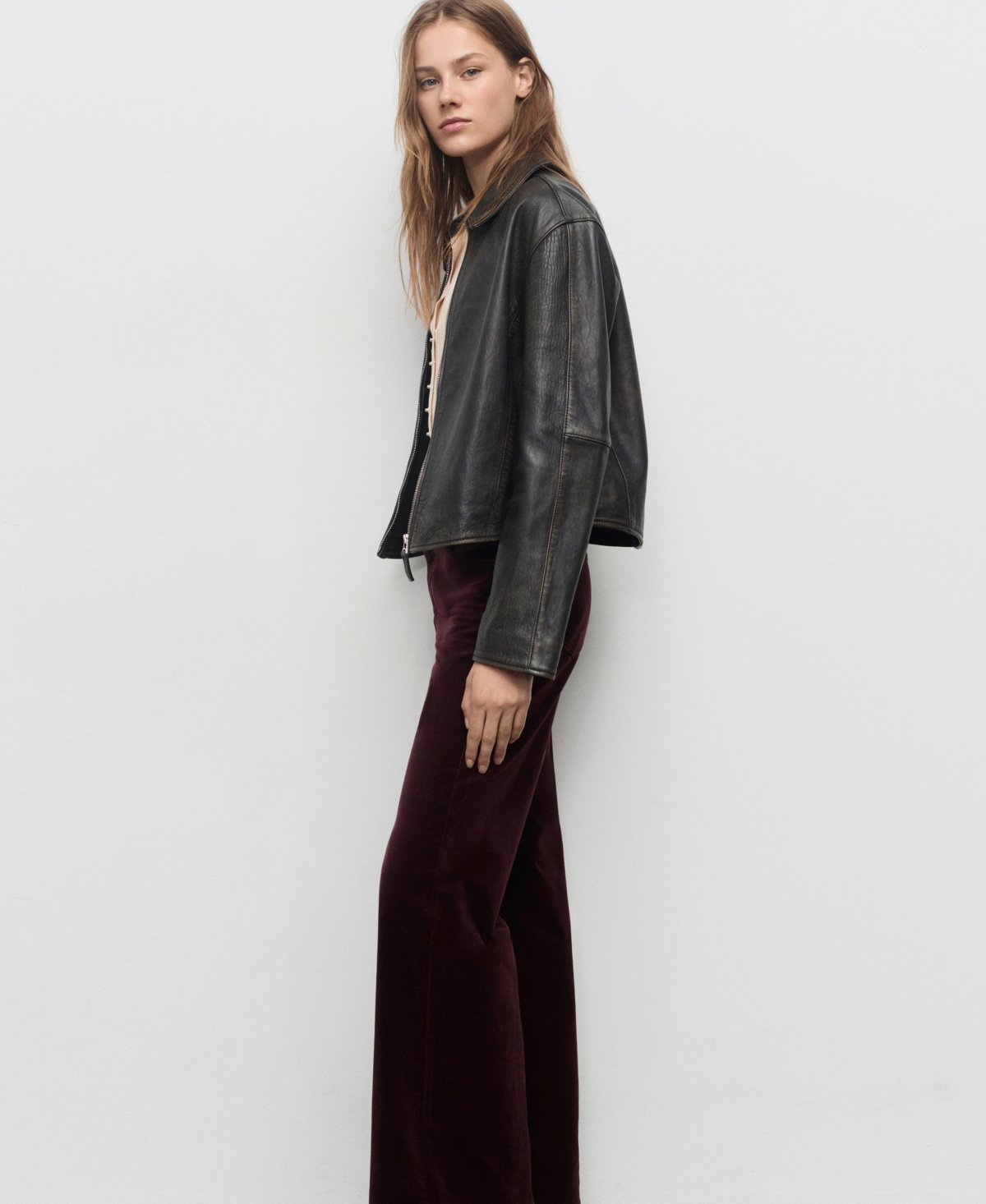 Mango Women's Wide-Leg Velvet Jeans