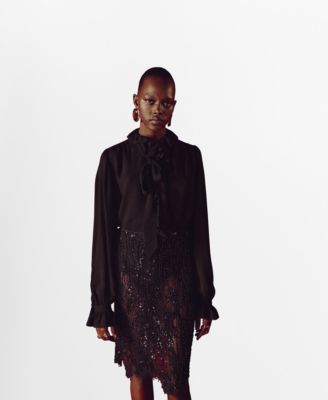 MANGO - Women's Ruffled Scarf Blouse